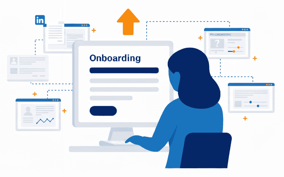 Person filling in a form on a computer